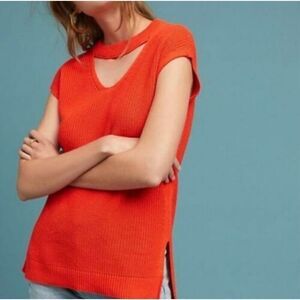 Anthropologie Moth Keyhole Knit Orange Sweater Top - Women’s L